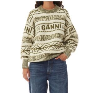 GANNI Avocado Lambswool Pullover